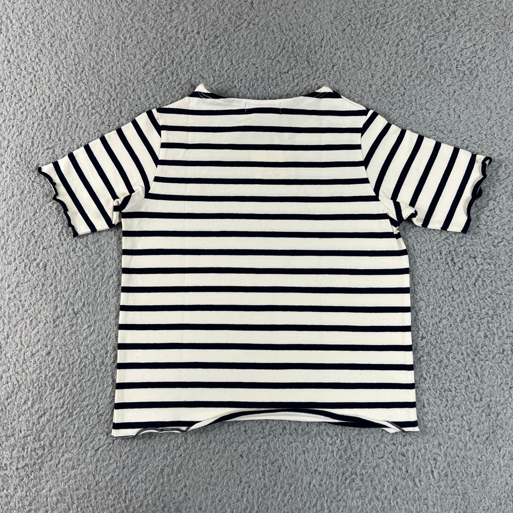 Ralph Lauren Striped T-Shirt Girls Size 5 Navy White Pink Pony Lettuce Trim NWT - Picture 2 of 9